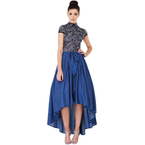 Gracia denim accent mock neck tee - Picture 2 of 5