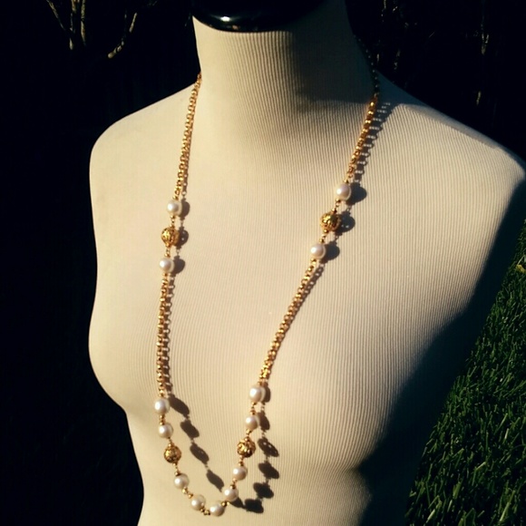 Trifari Jewelry Vintage Trifari Gold Beaded Pearl Necklace Poshmark