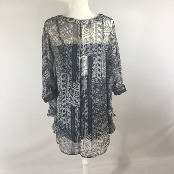 🎉HP Miilla Tribal print tunic with tank blue whit - Picture 3 of 5