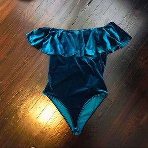 Teal Velvet Bodysuit