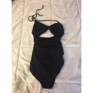 Black one piece bikini with cutouts