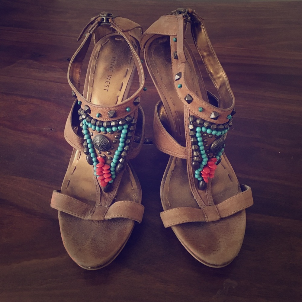 Nine West beaded heels