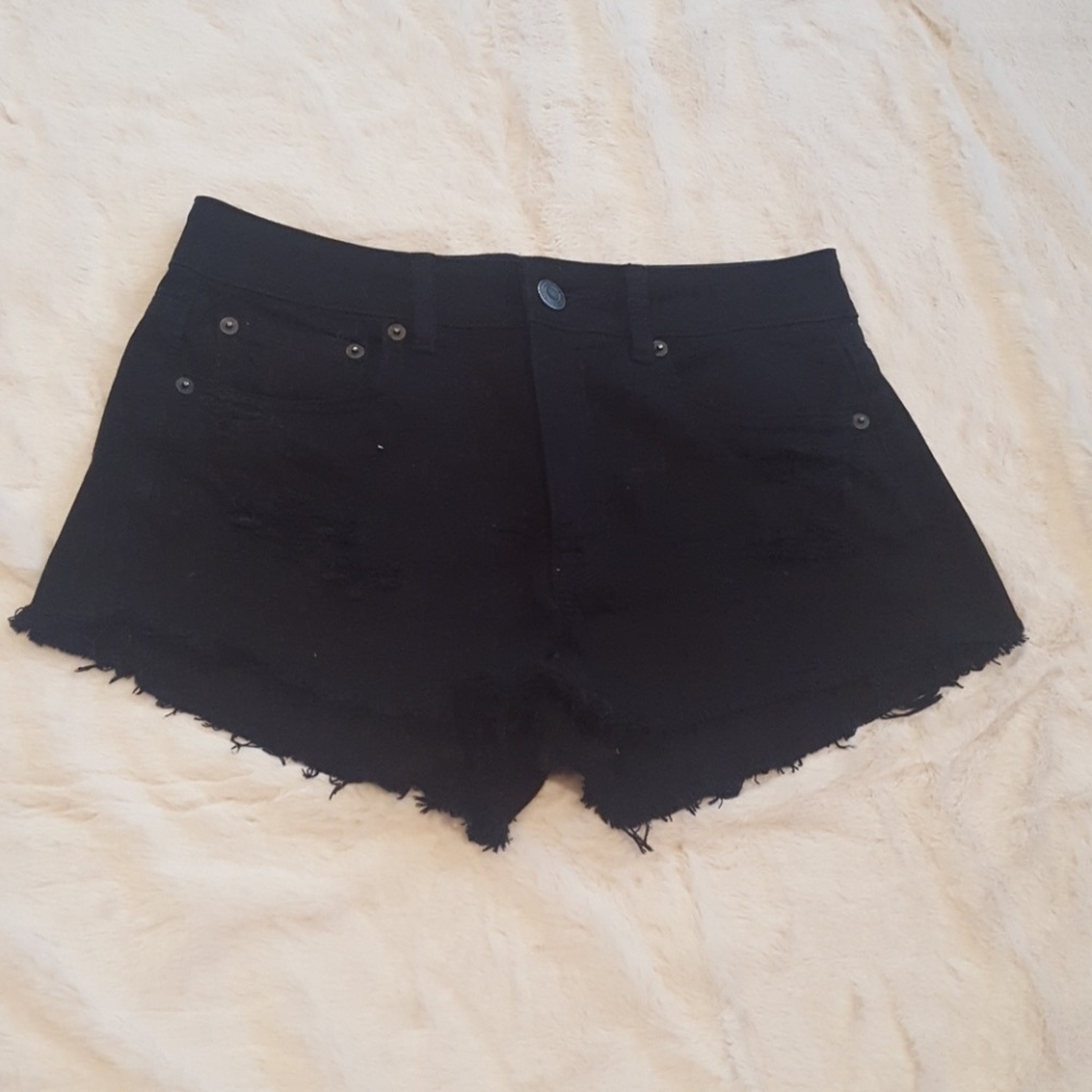 Black denim shorts