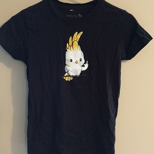 Black graphic T-shirt with rude bird