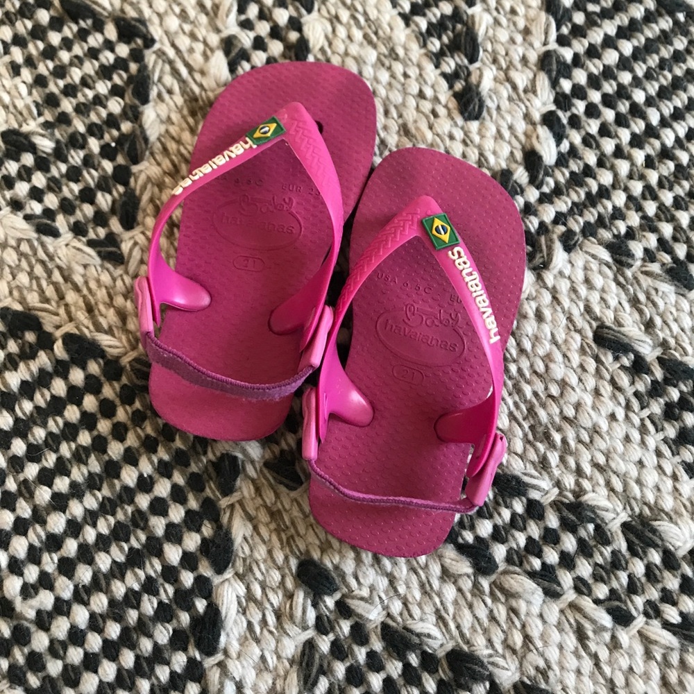 Pink baby havaianas sling back flip flops