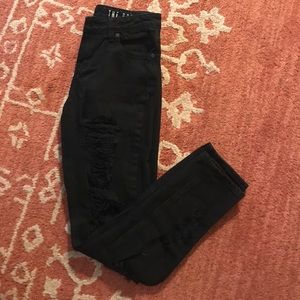 Black distressed ripped jeans