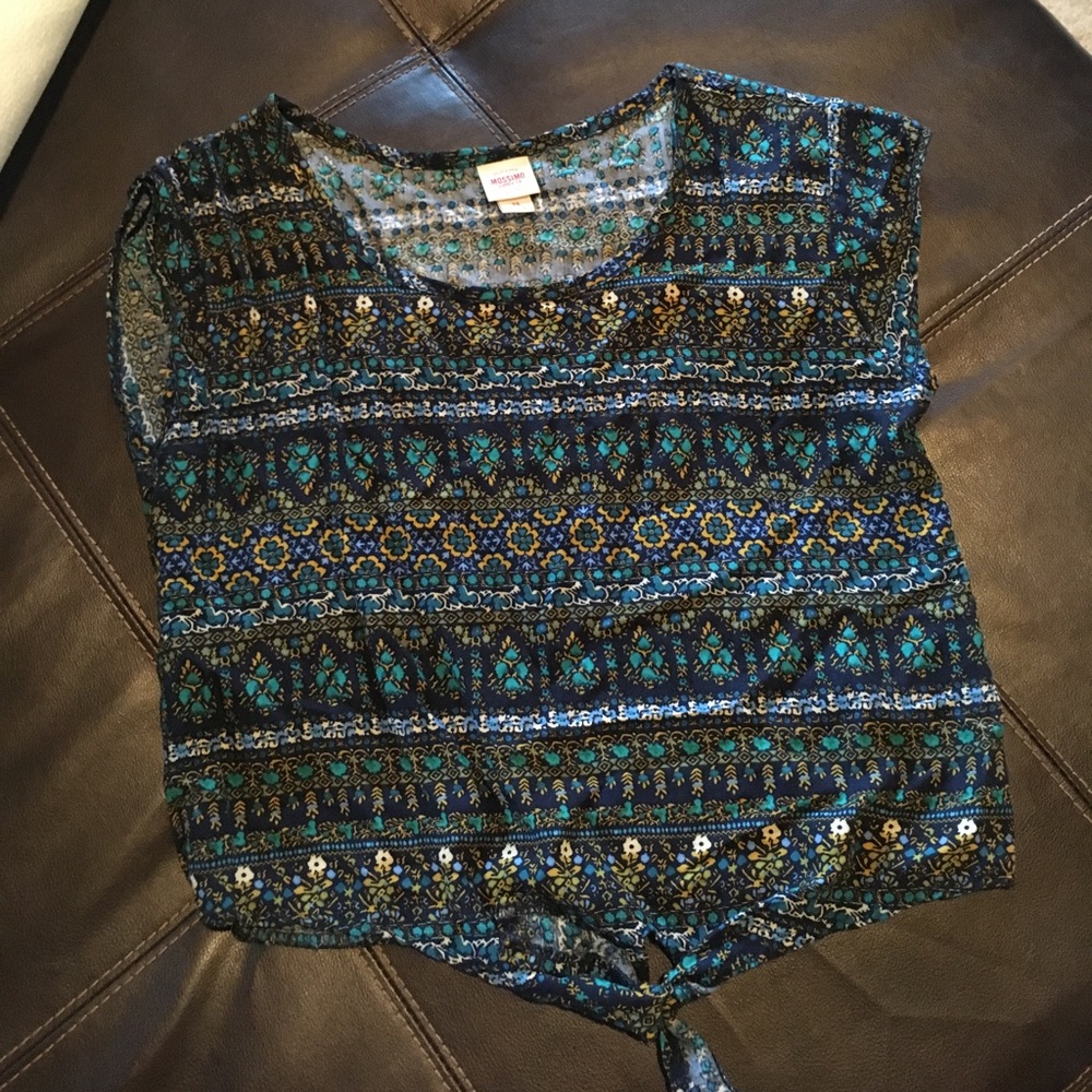 Front tie floral print shirt