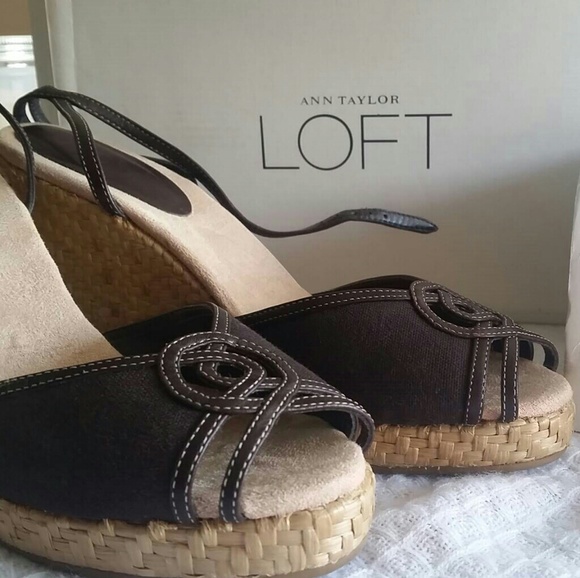 58 off Ann Taylor Shoes Ann Taylor LOFT Brown Wedge Sandals Size 8