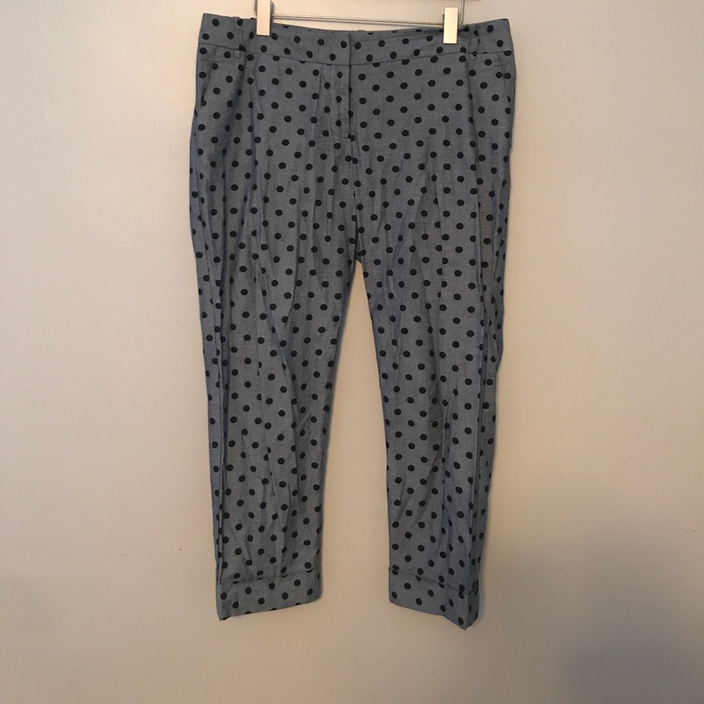 Blue polka dot crop pants
