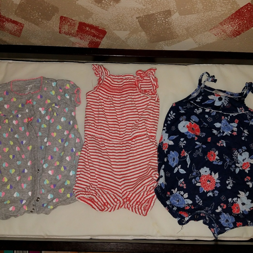 3 rompers, 3-6M EUC / NWOT