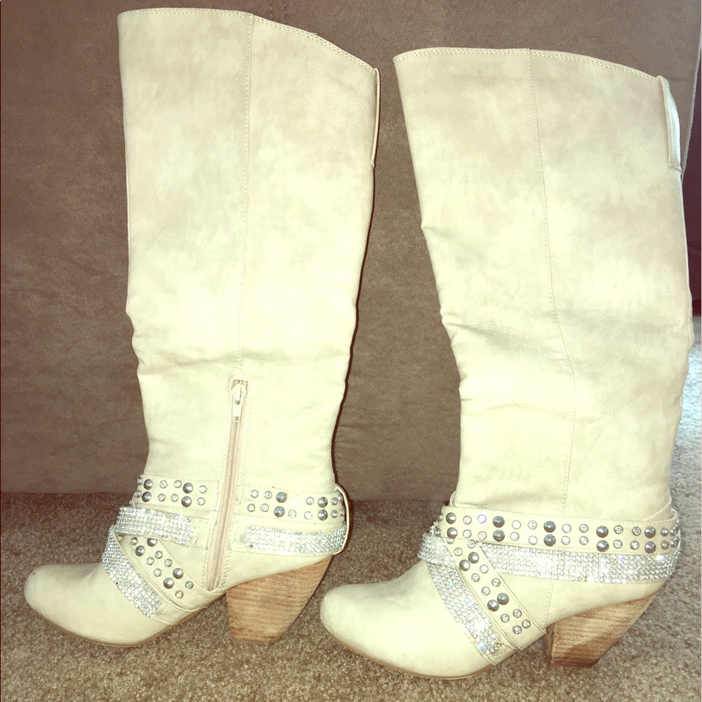 Tall cowboy rhinestone boots