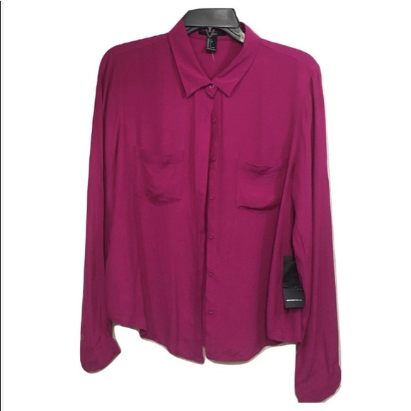 🆕 Forever 21 Button Front Blouse - Picture 1 of 3
