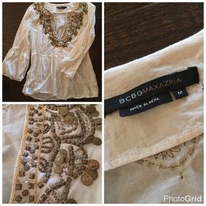 Boho BCBG Linen Top Size M