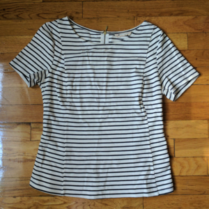 Princess seamed navy/cream breton stripe tee