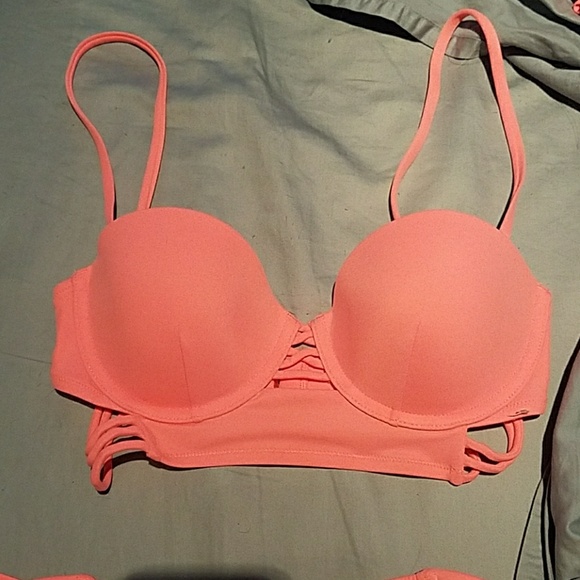 Victoria secret bandeau bikini set coral 32C - Picture 2 of 3