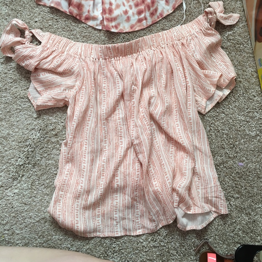 Forever 21 off the shoulder tie boho shirt