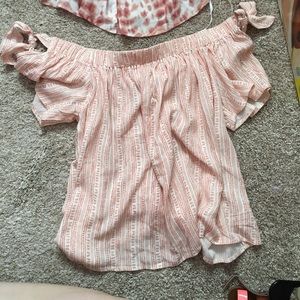 Forever 21 off the shoulder tie boho shirt
