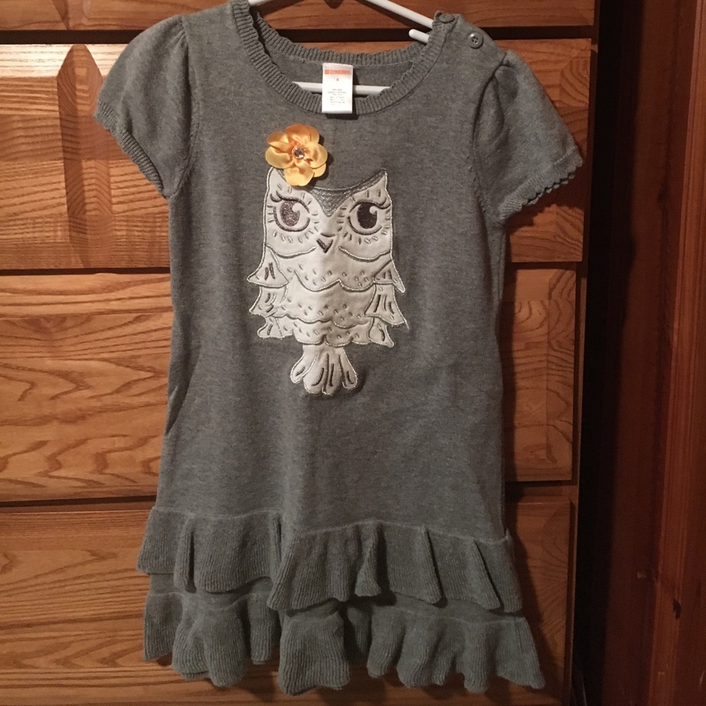 Cute Gray sweater dress with owl on front