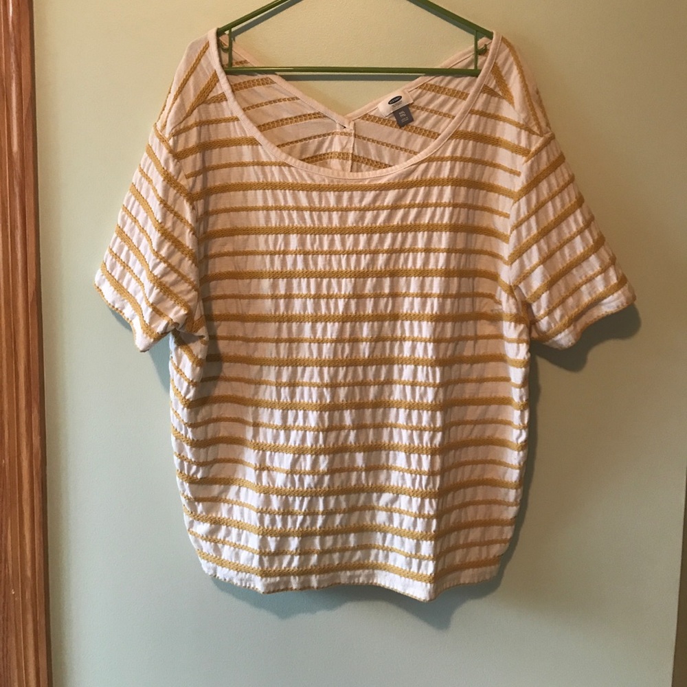 White/yellow Striped Top
