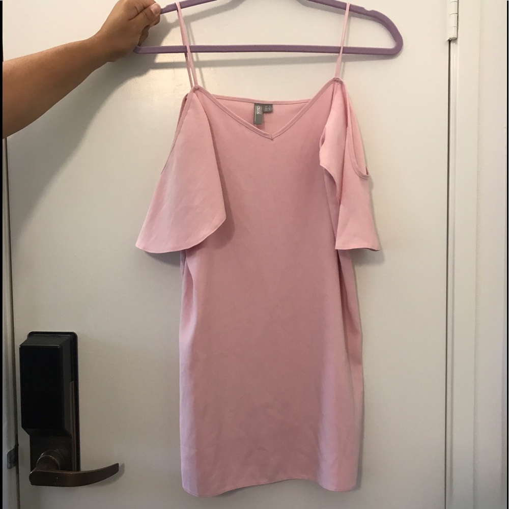baby pink off the shoulder summer dress