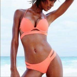 Victoria secret hottie halter bikini set coral 32B