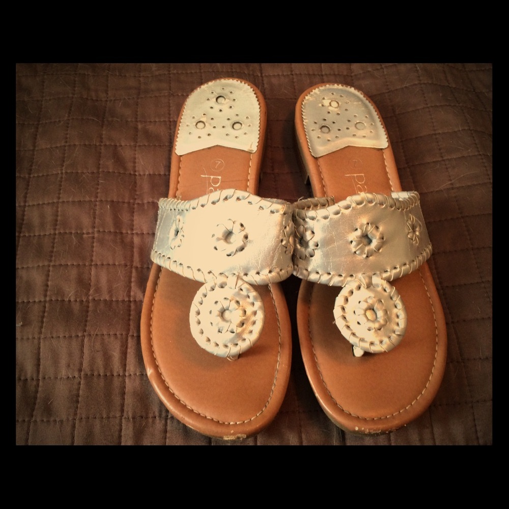 Silver flat sandals size 6