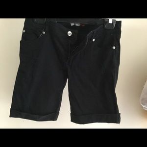 Distressed Black Bermuda Shorts