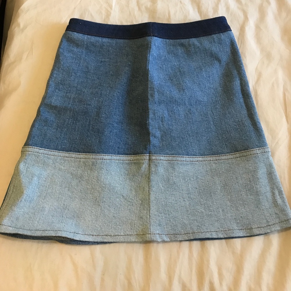 Color block denim A-line skirt
