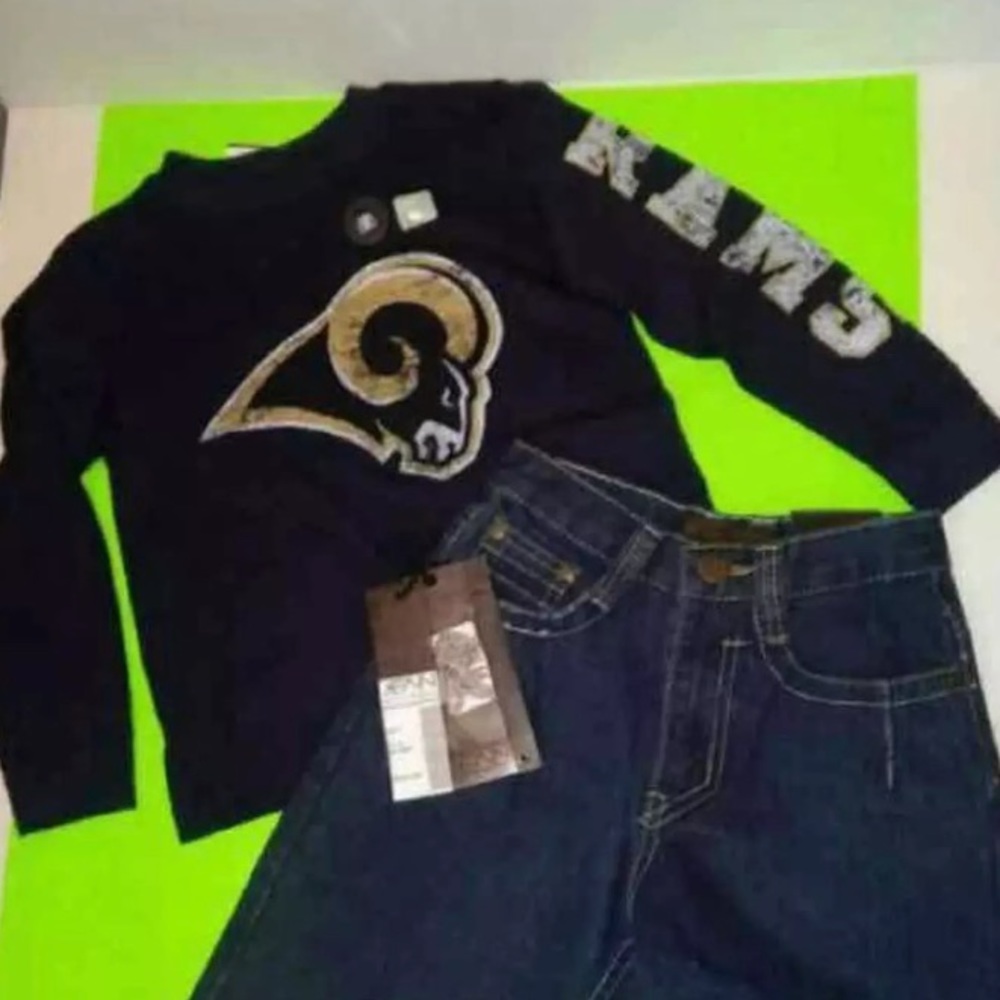 New Official Rams Jean Short Set Sz 5