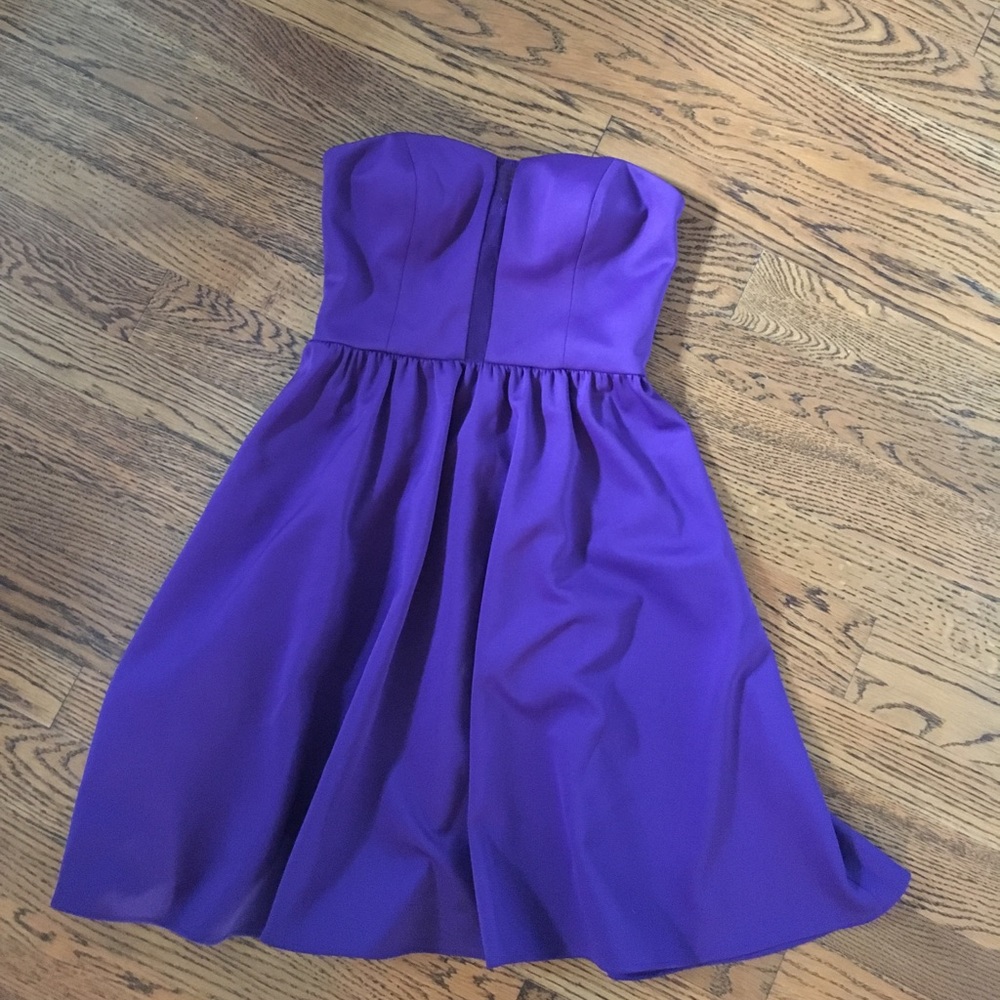 Strapless royal purple short cocktail dress
