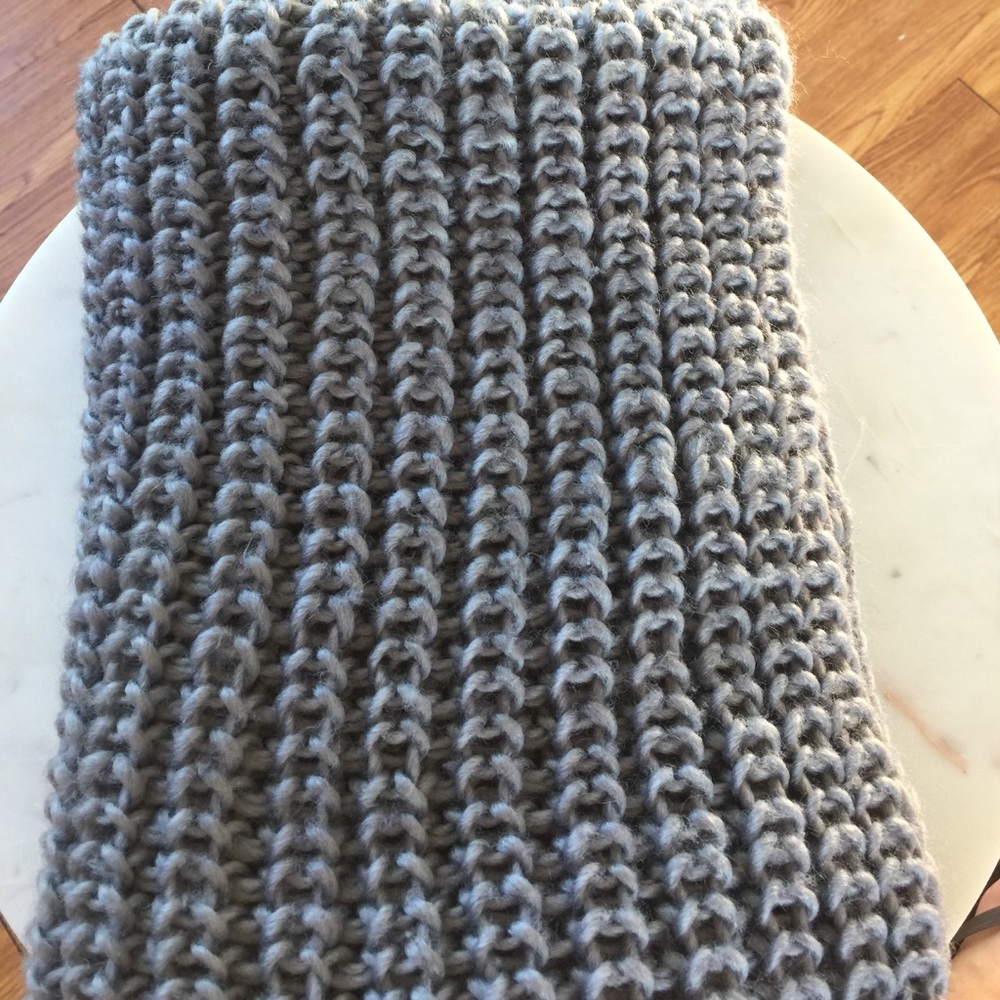 Gray knit infinity scarf