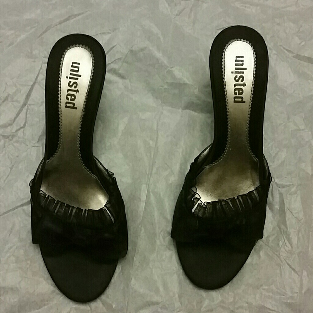 Unlisted Satin textile leather sole sandal heels 8