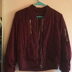 Velvet Maroon Bomber Jacket