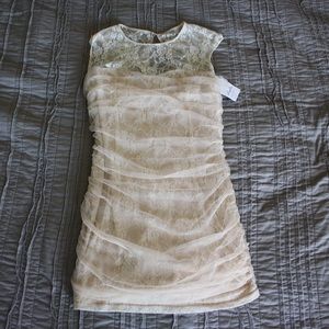 Nude lace mini dress