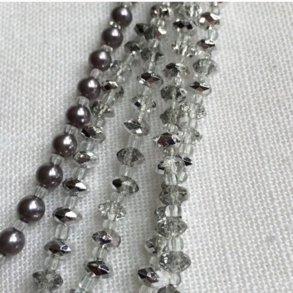 NEW Silver & Gray Bead Necklace Multi-Strand - Picture 3 of 3