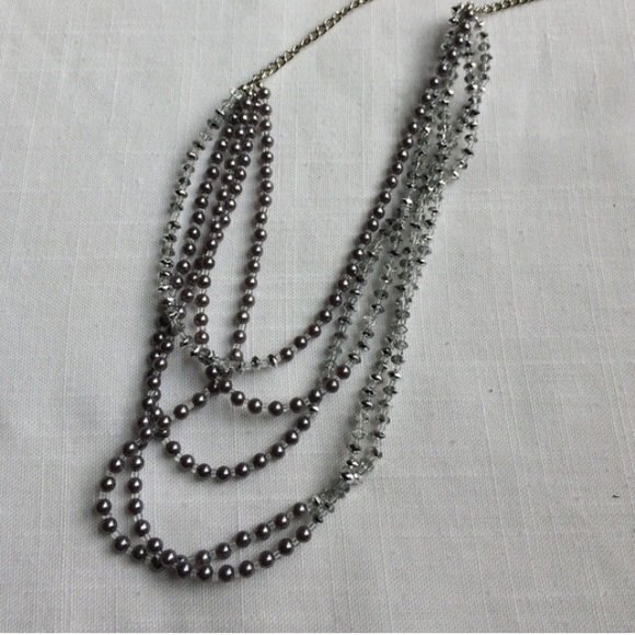 Jewelry - NEW Silver & Gray Bead Necklace Multi-Strand