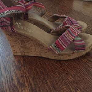 TOMS canvas ankle strap wedges