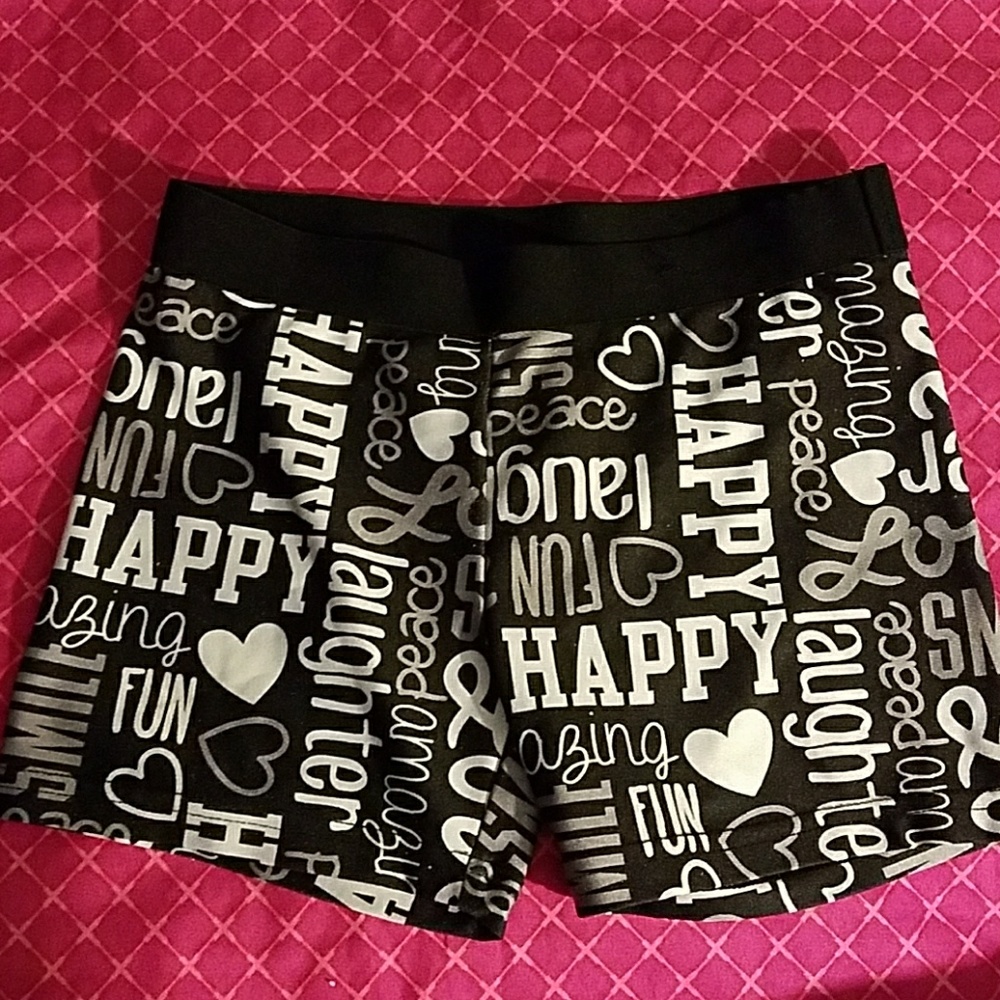 Girl's Justice Word Print Gym/Dance Shorts