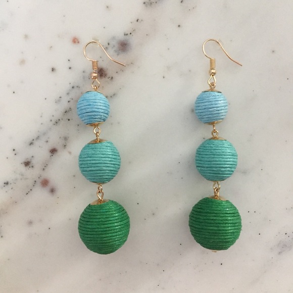"Libby" Earrings || Green & Sky Blue Ombré Bon Bon - Picture 2 of 9