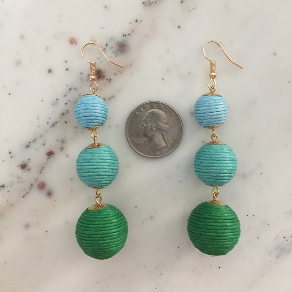 "Libby" Earrings || Green & Sky Blue Ombré Bon Bon - Picture 3 of 9