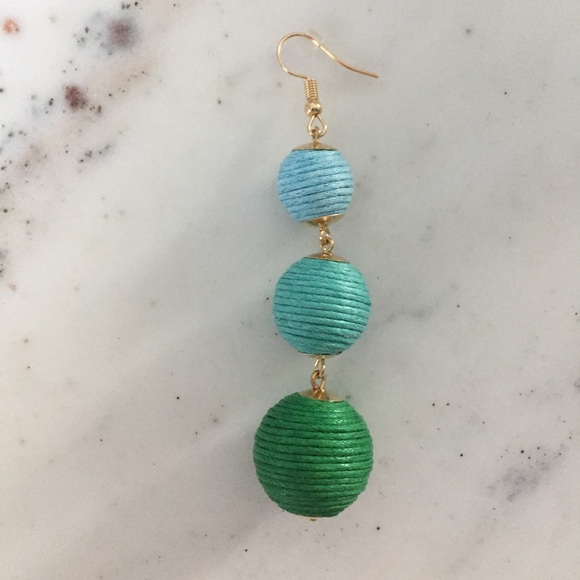 "Libby" Earrings || Green & Sky Blue Ombré Bon Bon - Picture 4 of 9