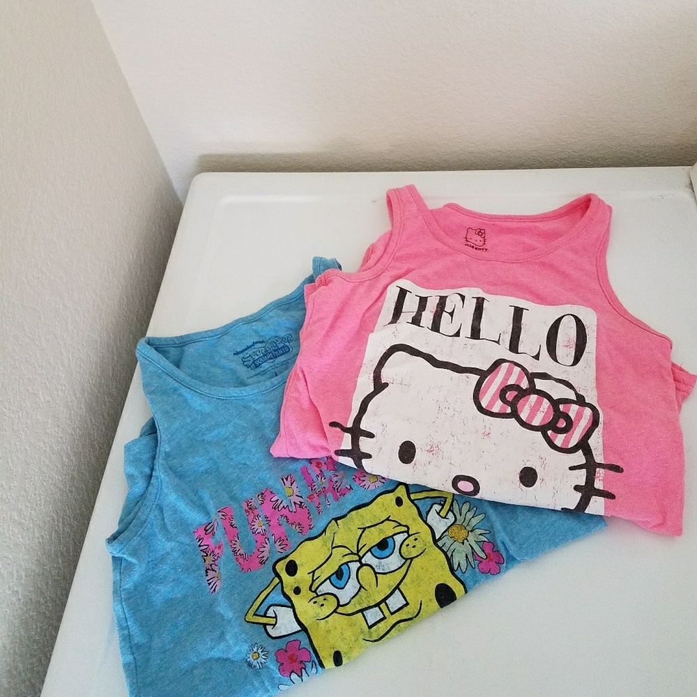Two kids girls fun character tank tops size 10/12