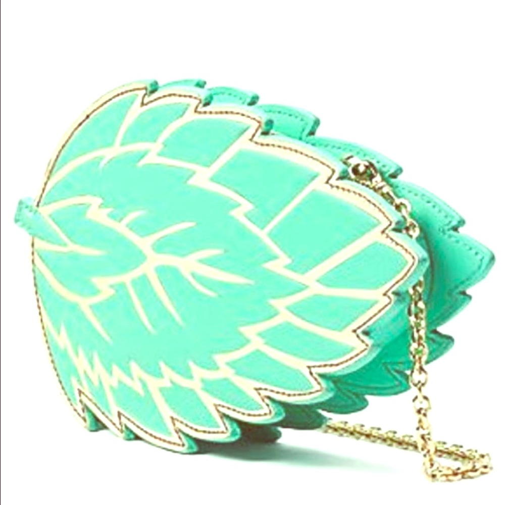 Kate spade full plum mint leaf clutch/cross body