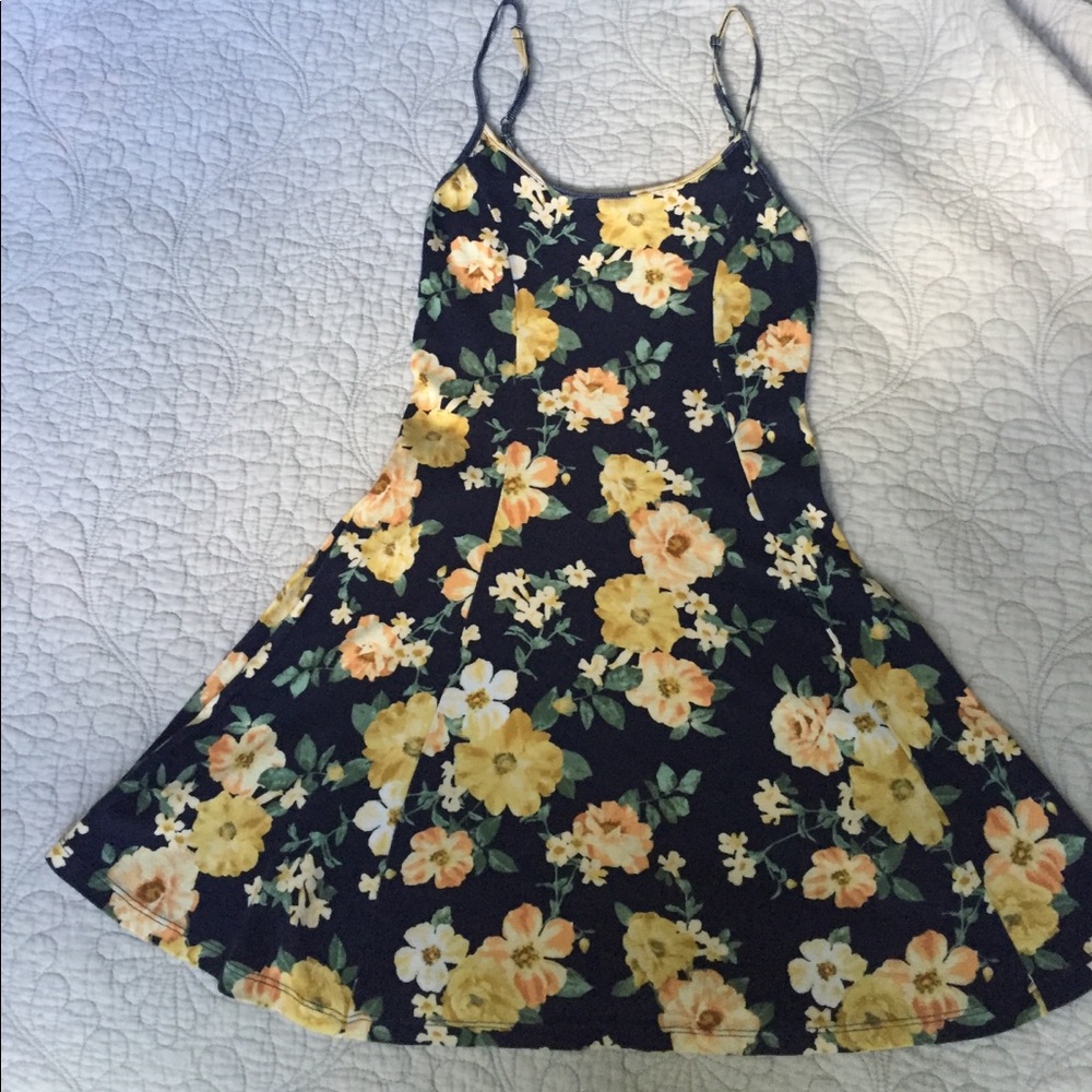 NAVY BLUE FLORAL SKATER DRESS