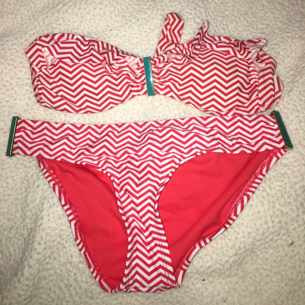 Chevron bikini bandeau top and bottom
