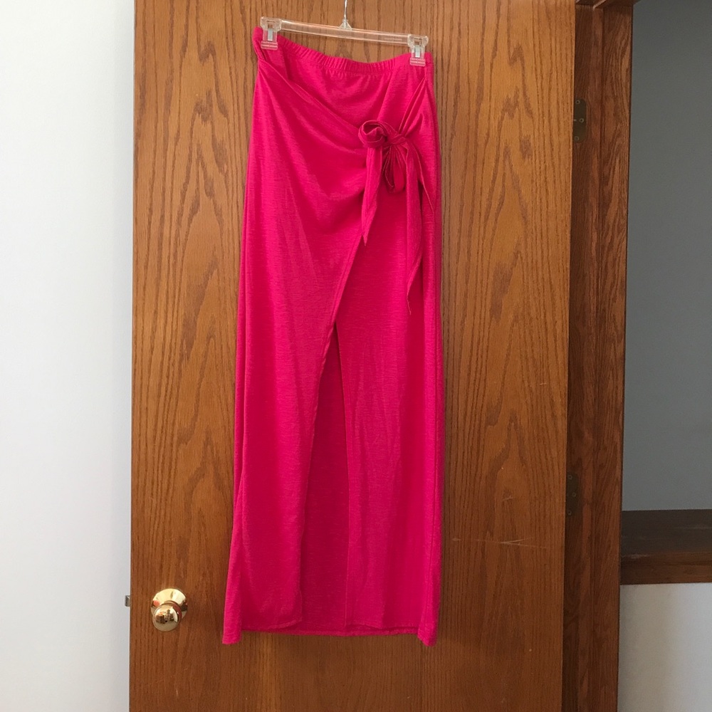 Hot Pink Maxi Skirt with Open Front