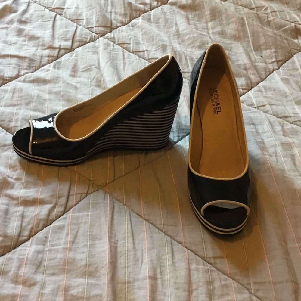 Michael Kors patent leather wedges