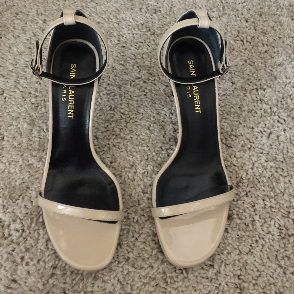 Saint Laurent Patent Leather Ankle Strap Heels