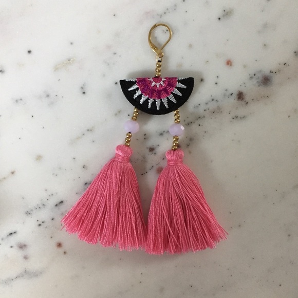 "Esperanza" Earrings || Pink Tassel Statement - Picture 4 of 9