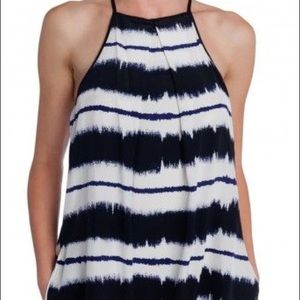 10 Crosby Derek Lam black blue and white silk top